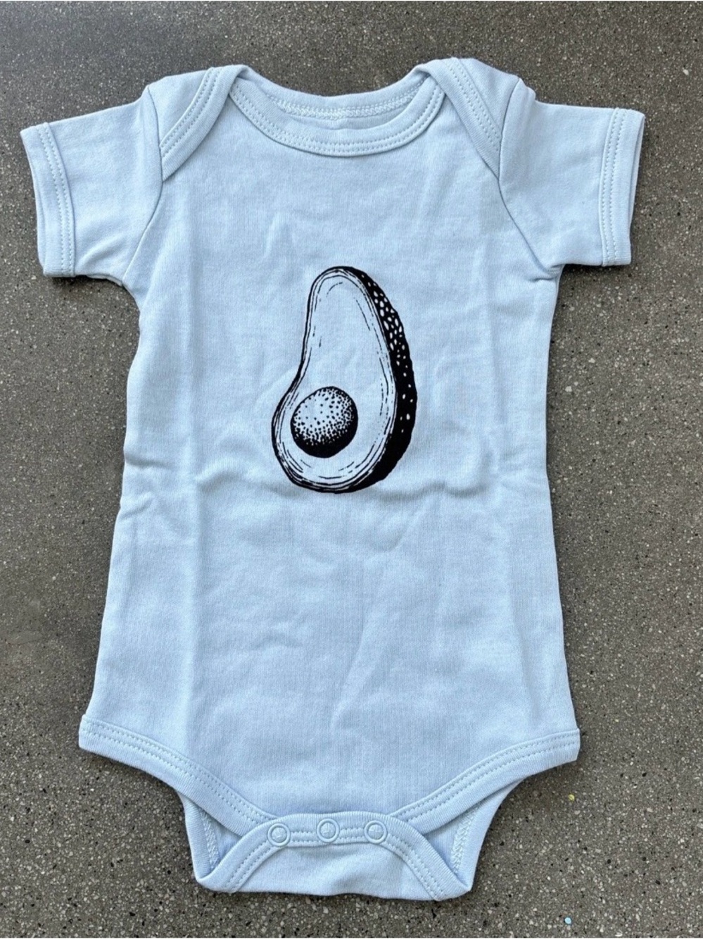 Infant Light Blue Avocado Graphic Short Sleeve Bodysuit